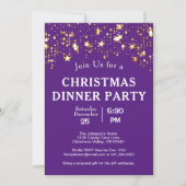 Kerstfeest met gouden sterren Paars Kaart (Voorkant)