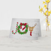 Kerstfeest met grijs bijtend hout met sneeuwvlokke kaart (Gele Bloem)