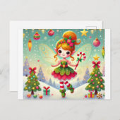 Kerstfeest met haar magie briefkaart (Voorkant / Achterkant)