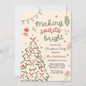 Kerstfeest met handgetekende decoraties kaart (Voorkant)