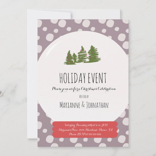 Kerstfeest met handgetekende sneeuwWereldbol Kaart (Voorkant)