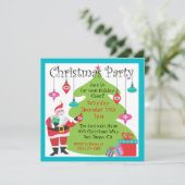 Kerstfeest met hangende versiering Uitnodiging (Staand voorkant)