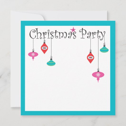 Kerstfeest met hangende versiering Uitnodiging (Achterkant)