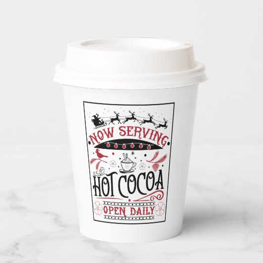 kerstfeest met hete cacao papieren bekers (Voorkant)