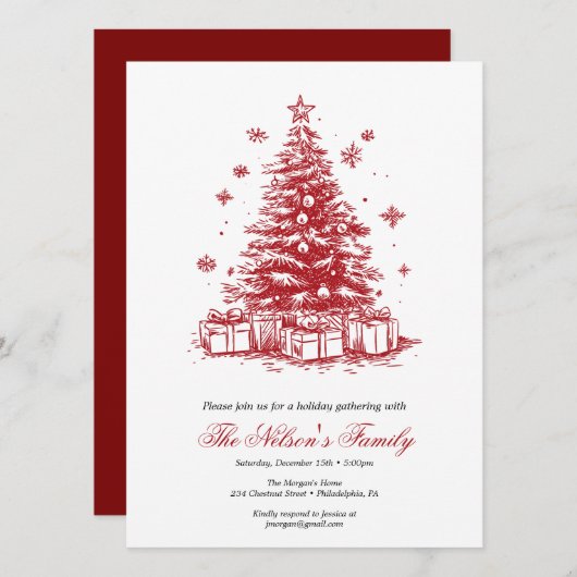 Kerstfeest met Holiday Holly Feestdagenkaart (Voorkant / Achterkant)