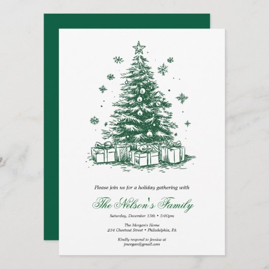 Kerstfeest met Holiday Holly Feestdagenkaart (Voorkant / Achterkant)