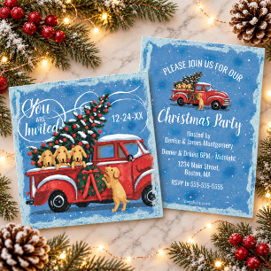 Kerstfeest met honden en vintage rode vrachtwagen kaart