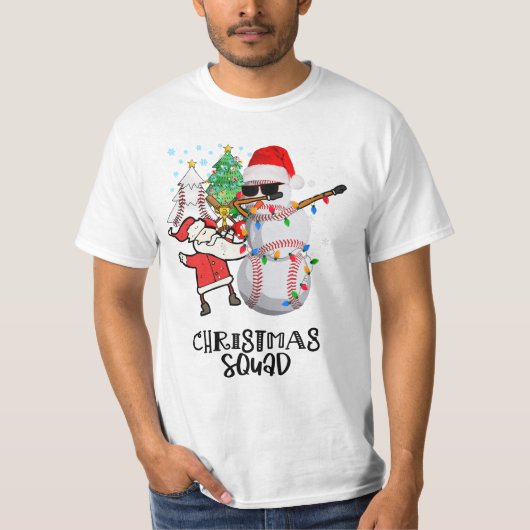 Kerstfeest met honkbal en kerstman met kerstman t-shirt (Voorkant)
