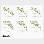 Kerstfeest met Hulst en Bessen Vierkante Sticker (Vel)