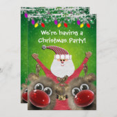 Kerstfeest met kerstfeest en fluffy Rudolphs Kaart (Voorkant / Achterkant)