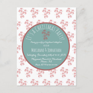 Kerstfeest met kerstfeest in Berry Red Sprigs Briefkaart