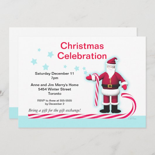 Kerstfeest met kerstfeest, snoepriet en kerstfeest kaart (Voorkant / Achterkant)