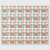 Kerstfeest met Kerstman bij het zwembad  Cadeaupapier (Vlak)
