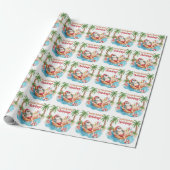 Kerstfeest met Kerstman bij het zwembad Cadeaupapier (Uitgerold)