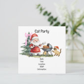 Kerstfeest met kerstman en kat kaart (Staand voorkant)
