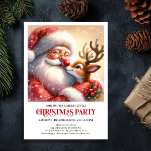Kerstfeest met Kerstman en Rudolph Magische Nacht Kaart