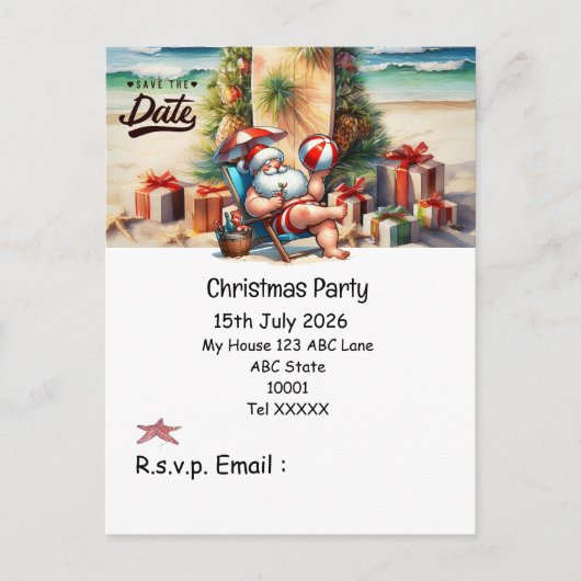 Kerstfeest met KERSTMAN Sla de datum op Briefkaart (Voorkant)