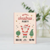 Kerstfeest met Kerstman uitnodiging (Staand voorkant)
