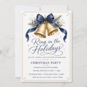 Kerstfeest met Kerstparty Navy Goud Kaart (Voorkant)