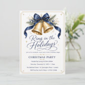 Kerstfeest met Kerstparty Navy Goud Kaart (Staand voorkant)