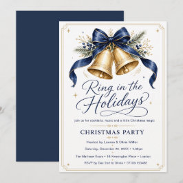 Kerstfeest met Kerstparty Navy Goud Kaart