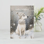 Kerstfeest met knusse hond feestdagenkaart (Staand voorkant)