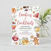 Kerstfeest met Koekjes en Cocktails Uitnodiging (Staand voorkant)