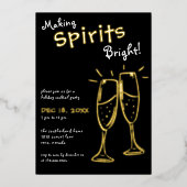 Kerstfeest met Making Spirits Bright Champagne Folie Uitnodiging (Voorkant)