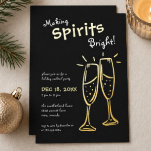 Kerstfeest met Making Spirits Bright Champagne Folie Uitnodiging