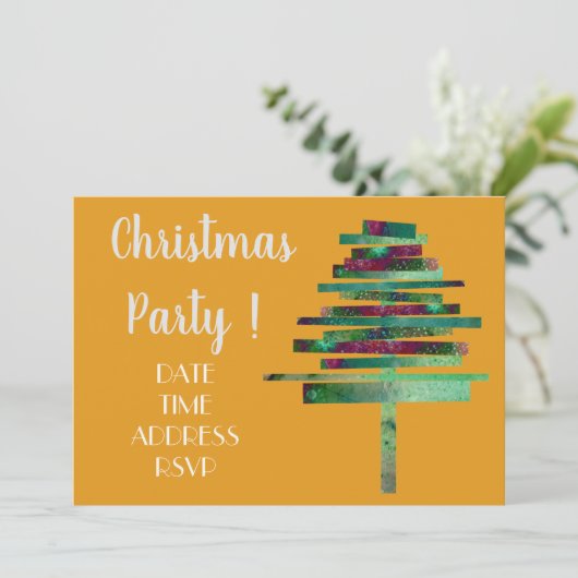 Kerstfeest met moderne ambachtelijke kerstboom kaart (Staand voorkant)