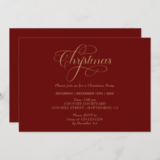 Kerstfeest met mooie gouden en rode kalligrafie kaart (Voorkant / Achterkant)