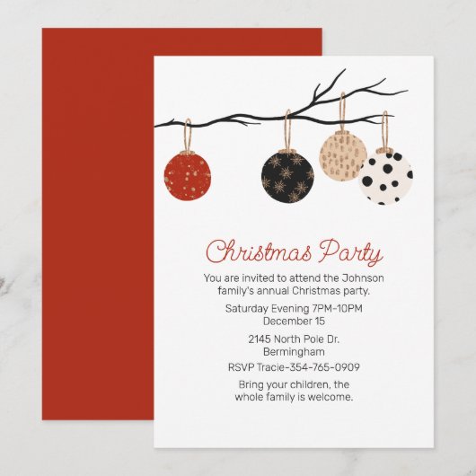 Kerstfeest met Ornamenten kerstfeest Kaart (Voorkant / Achterkant)