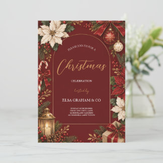 Kerstfeest met Oude Poinsettia Kaart