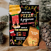 Kerstfeest met pizza en pyjama kaart