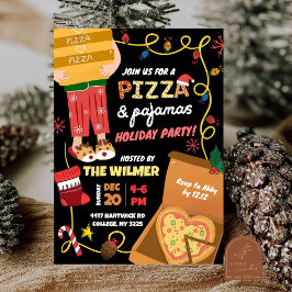 Kerstfeest met pizza en pyjama kaart
