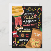 Kerstfeest met pizza en pyjama kaart (Voorkant)