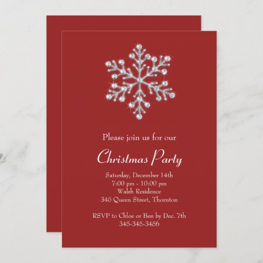 Kerstfeest met Red Crystal Snowflake Kaart (Voorkant / Achterkant)