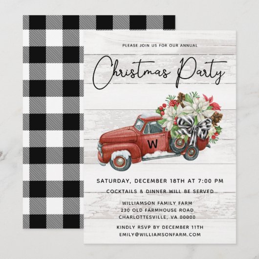  kerstfeest met Red Truck Rustic Feestdagenkaart (Voorkant / Achterkant)