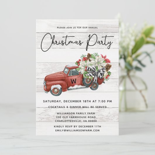  kerstfeest met Red Truck Rustic Feestdagenkaart (Staand voorkant)