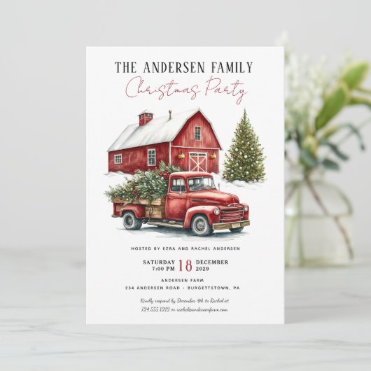  kerstfeest met Red Truck Rustic Kaart (Staand voorkant)