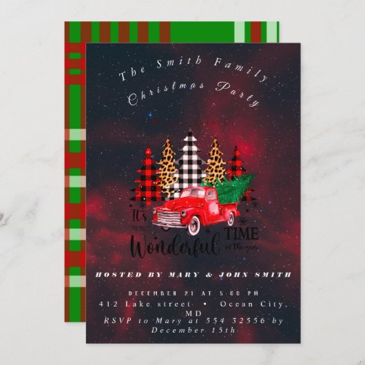  kerstfeest met Red Truck Rustic Kaart (Voorkant / Achterkant)