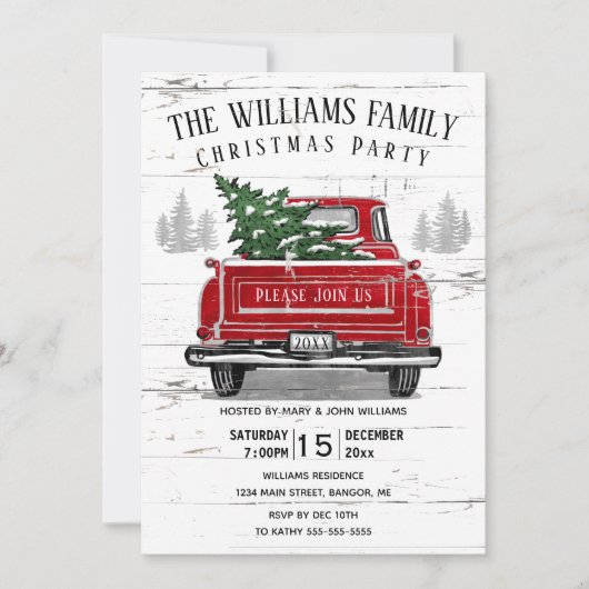  kerstfeest met Red Truck Rustic Kaart (Voorkant)