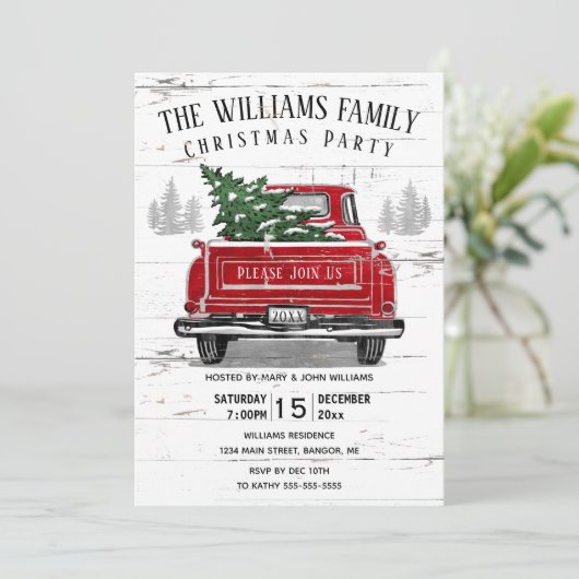  kerstfeest met Red Truck Rustic Kaart (Staand voorkant)