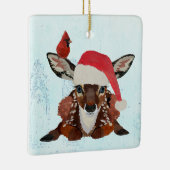 KERSTFEEST MET REE & KARDINAAL KERAMISCH ORNAMENT (Rechts)