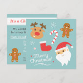 Kerstfeest met rendier, Kerstman Kaart (Voorkant / Achterkant)