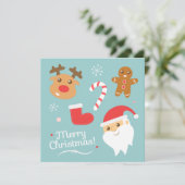 Kerstfeest met rendier, Kerstman Kaart (Staand voorkant)