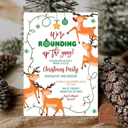 Kerstfeest met rendieren: de bende bij elkaar krij kaart