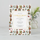  kerstfeest met Retro Gold Folie Feestdagenkaart (Staand Voorkant)