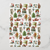  kerstfeest met Retro Gold Folie Feestdagenkaart (Achterkant)