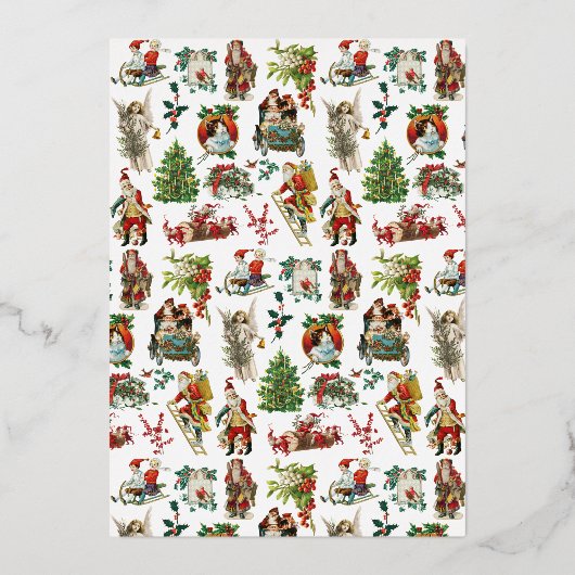  kerstfeest met Retro Gold Folie Feestdagenkaart (Achterkant)